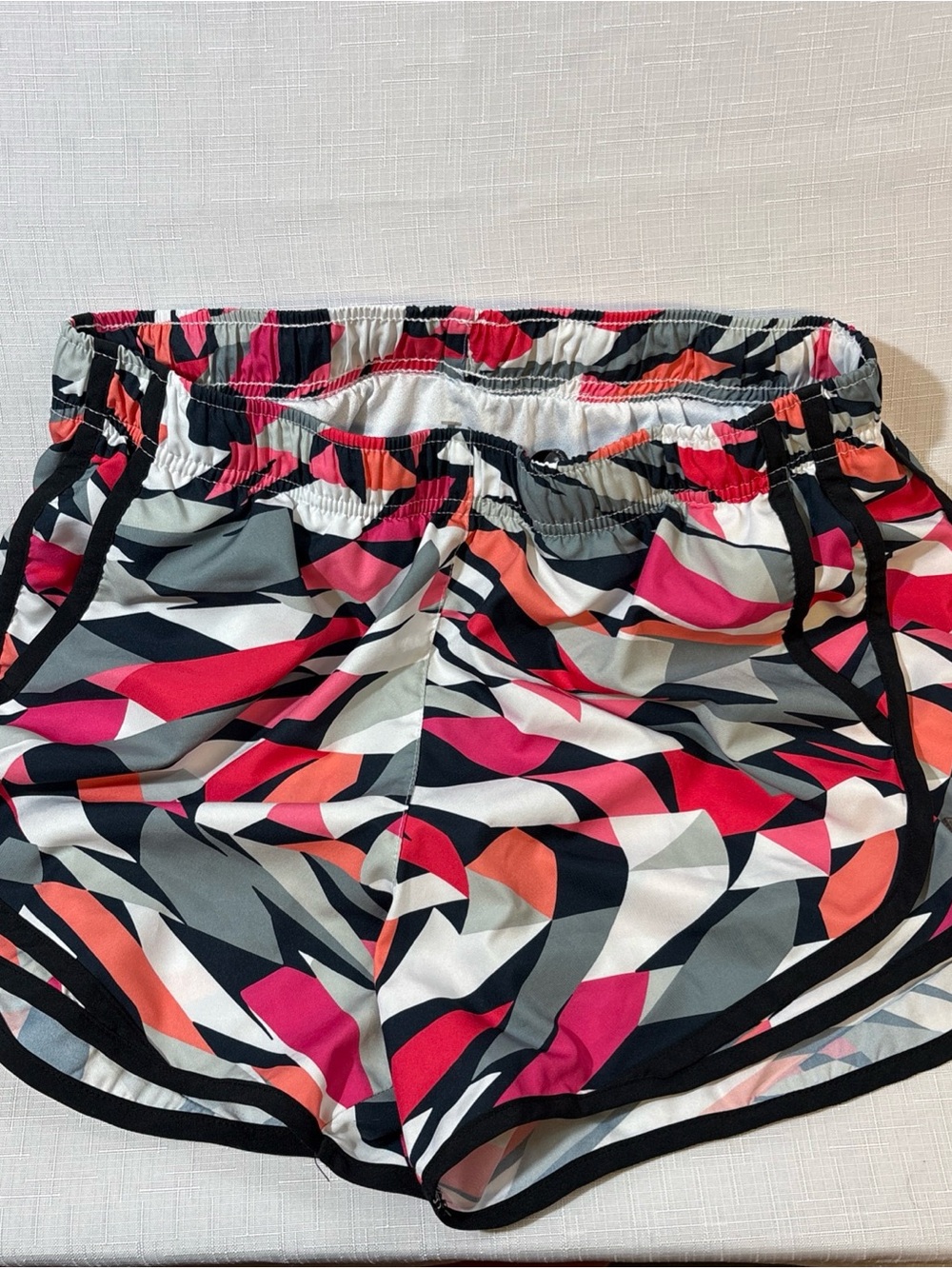 Calvin Klein Pink Coral Black White Geometric Athletic Shorts